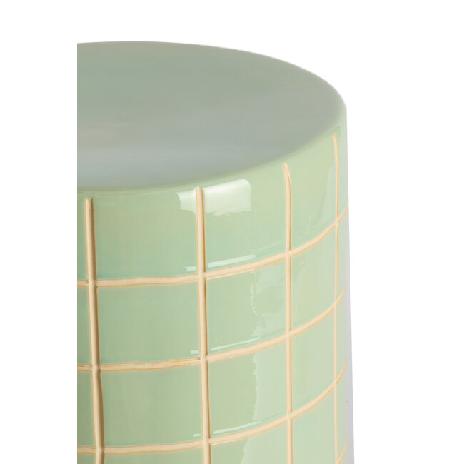 Light en Living Bijzettafel Ø42x34 cm MAUCHO keramiek licht groen+crème