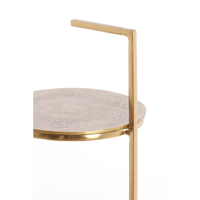 Light en Living Bijzettafel Ø26x76 cm LEDA marmer wit+antiek brons