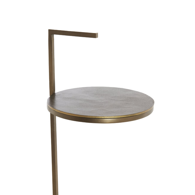Light en Living Bijzettafel Ø26x76 cm LEDA marmer zand-grijs+d bruin-brons