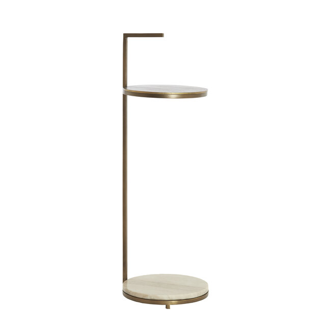 Light en Living Bijzettafel Ø26x76 cm LEDA marmer zand-grijs+d bruin-brons