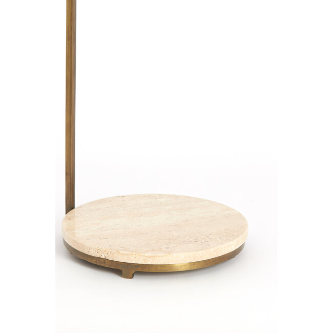 Light en Living Bijzettafel Ø26x76 cm LEDA travertin zand+donker bruin-brons