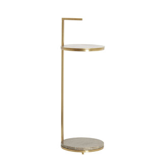 Light en Living Bijzettafel Ø26x76 cm LEDA travertin bruin+brons