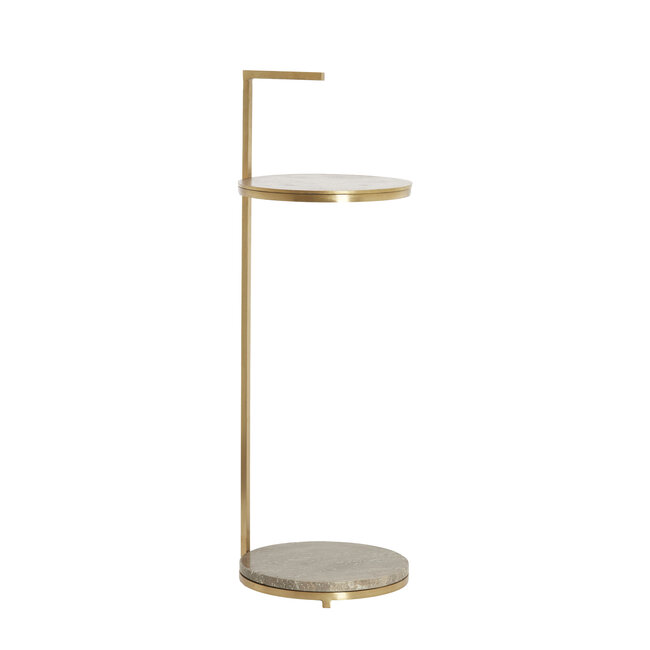 Light en Living Bijzettafel Ø26x76 cm LEDA travertin bruin+brons