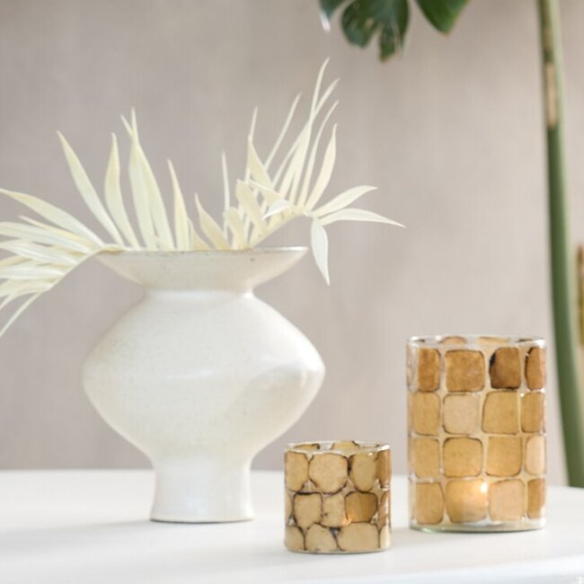 Light en Living Theelicht Ø14x20 cm DRONERO glas transparant+bruin
