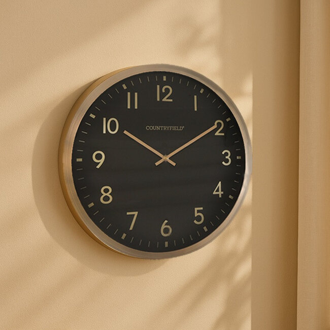 Countryfield Wandklok Copper M zwart goud Ø 40 cm