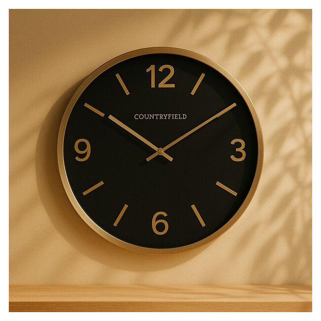 Countryfield Wandklok Copper M zwart / goud Ø 40 cm