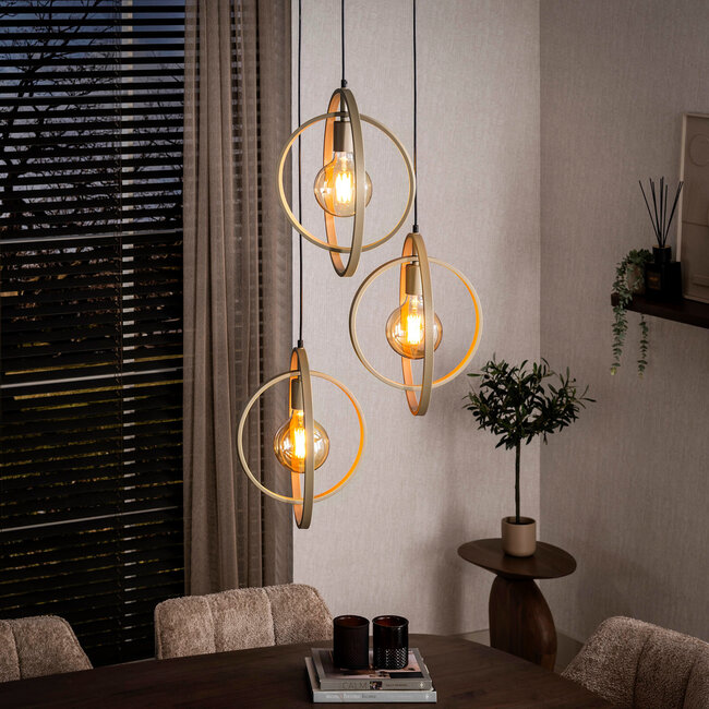 WoonStijl Hanglamp 3L Turn around getrapt beige