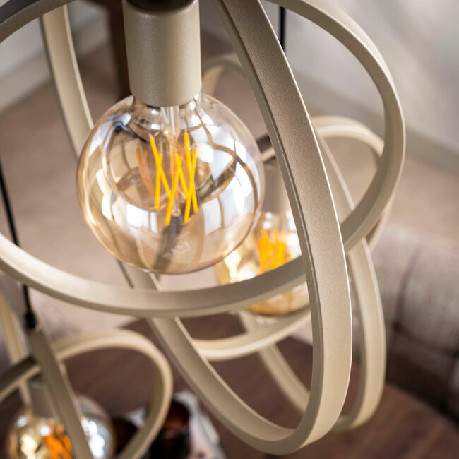 WoonStijl Hanglamp 3L Turn around getrapt beige