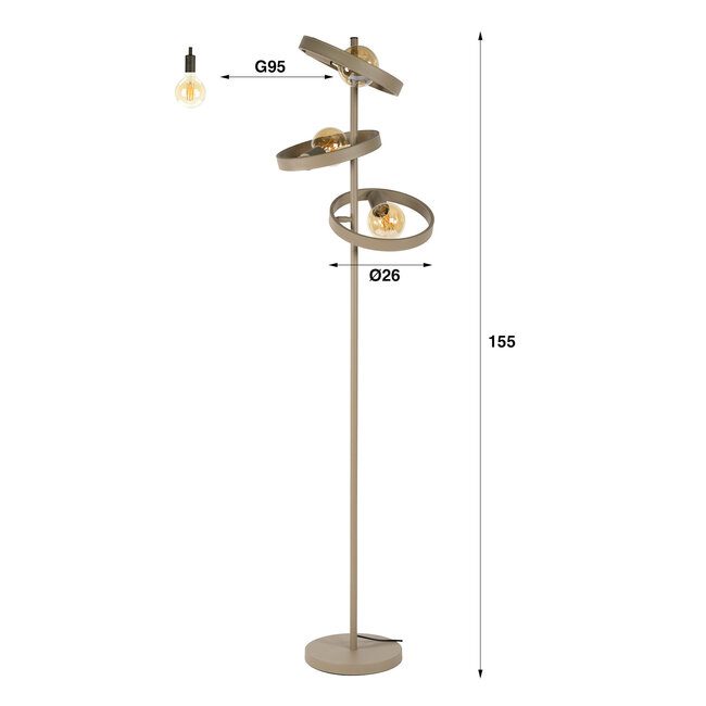 WoonStijl Vloerlamp 3L hover beige