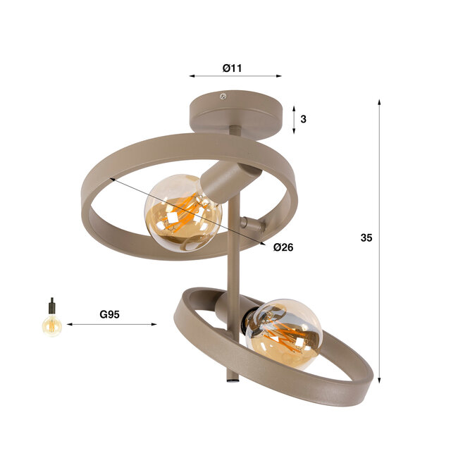 WoonStijl Plafondlamp 2L hover beige