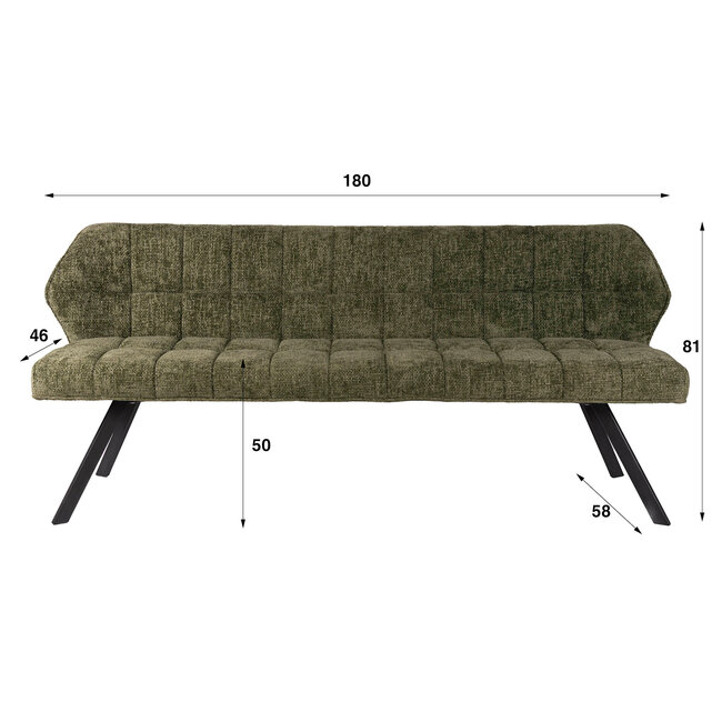 WoonStijl Eetkamerbank Raster 180 cm Hoven groen