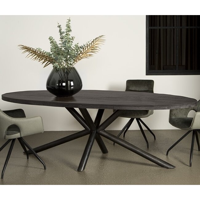 Tower Living Showroommodel - Eettafel Selva zwart mango ovaal 240 cm
