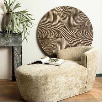 PTMD Wandornament Wiktor bruin MDF swirl carved S - Ø 90 cm