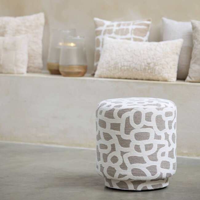 Light en Living Poef Ø40x44 cm DAVONTE taupe+beige