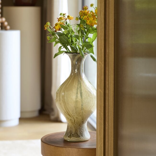 Light en Living Vaas Ø19x40 cm JORVEN glas taupe + olijfgroen