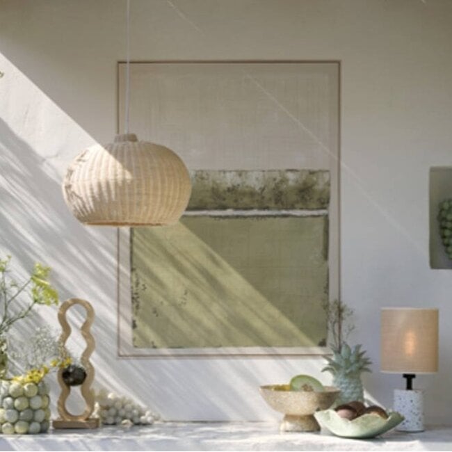 Light en Living Wandornament 90x3,5x120 cm MAREYA olijfgroen+crème