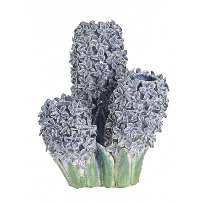 Light en Living Vaas deco 35,5x32x41 cm FLOWER keramiek blauw+groen