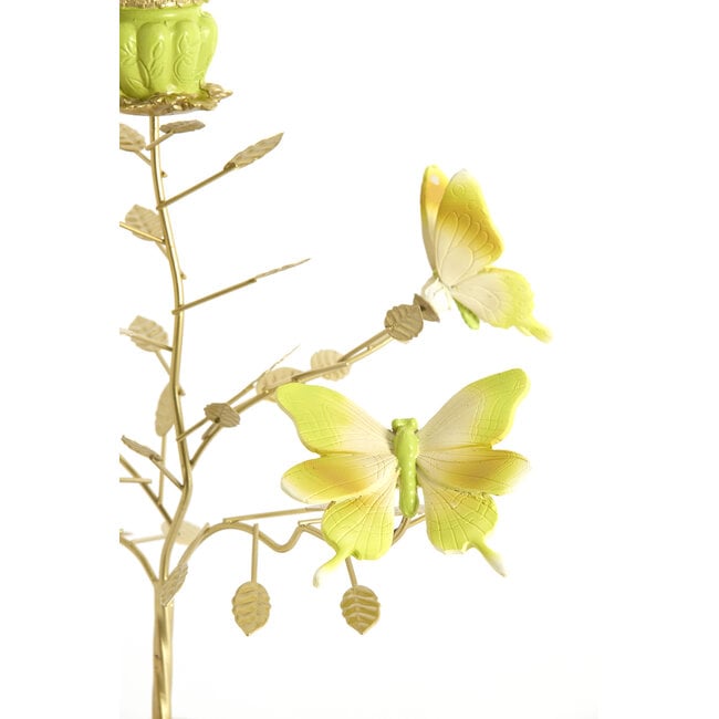 Light en Living Kandelaar 35,5x18x37,5 cm BUTTERFLY lichtgroen+lichtgoud