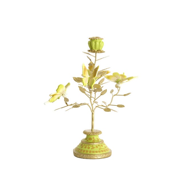 Light en Living Kandelaar 35,5x18x37,5 cm BUTTERFLY lichtgroen+lichtgoud