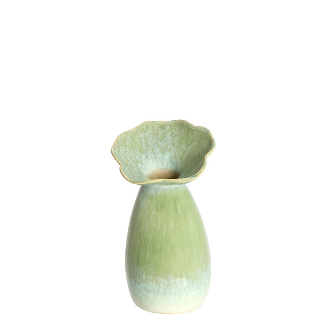 Light en Living Vaas deco Ø14x24 cm CULLA keramiek groen+lichtblauw