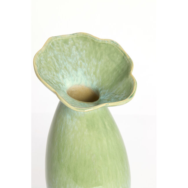 Light en Living Vaas deco Ø14x24 cm CULLA keramiek groen+lichtblauw