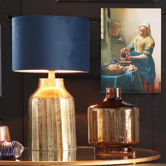 Light en Living Kap cilinder 35-35-30 cm VELOURS petrol blauw