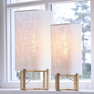 Light en Living Tafellamp 21,5X21,5X50,5 Cm WYN hout Natur+Linen Creme