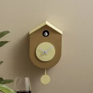 Karlsson Wandklok Grato Cuckoo ochre geel met zacht geel