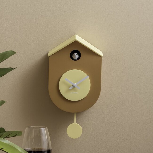 Karlsson Wandklok Grato Cuckoo ochre geel met zacht geel