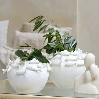 Light en Living Vaas deco Ø40X27 cm Fish keramiek creme