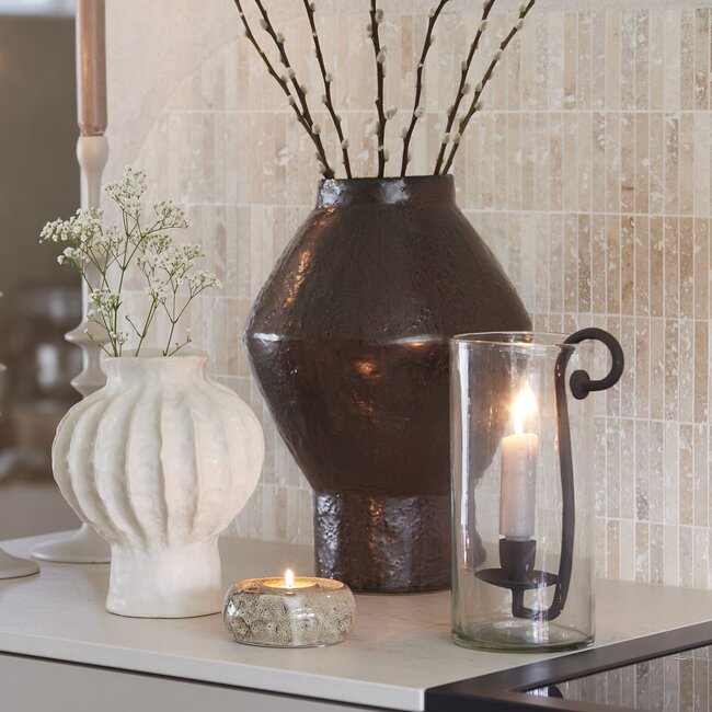 Light en Living Windlicht 17X13X28,5 cm DOLEGA glas helder+donkerbruin