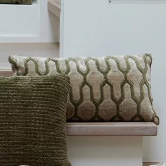 Light en Living Kussen 60x30 cm JEMBANA zand+olijf groen
