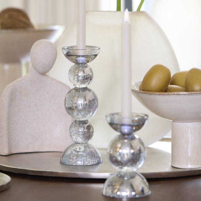 Light en Living Kaarsenhouder ITINGA glas bubbel smoke Ø10x26,5 cm van Light & Living