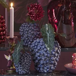 Light en Living Vaas deco Ø20X22,5 cm BERRIES keramiek donkerblauw