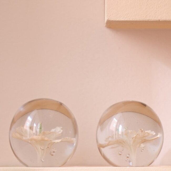 Light en Living Ornament Ø8x8 cm FLOWER glas lichtroze+groen
