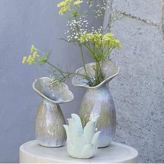Light en Living Vaas deco Ø15,5x29 cm CULLA keramiek groen+lichtblauw