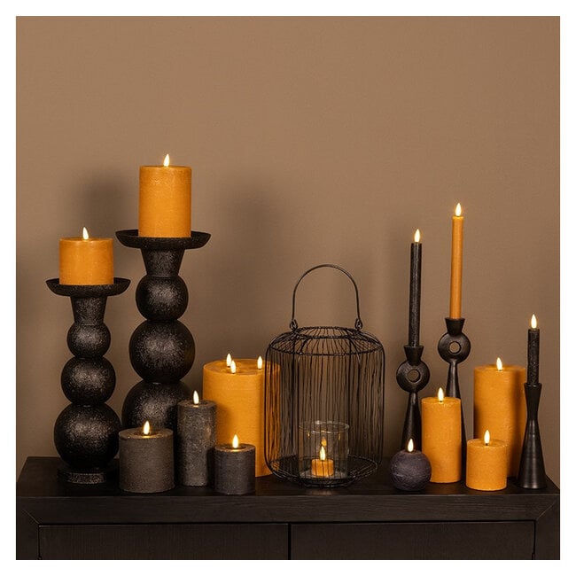 Countryfield Dinerkaars LED Diner rustiek amber met beweegbare vlam – 2 stuks