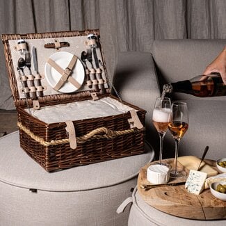 PTMD Kinzey Bruin wilgen picknickmand voor 2 personen