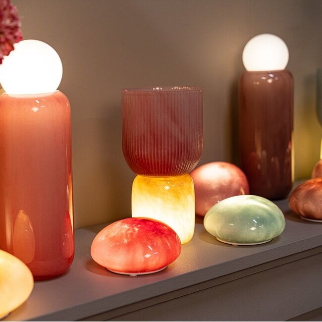 PTMD Shalon Roze steen LED-lamp oplaadbaar L