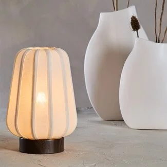 Light en Living Tafellamp Ø20x29 cm BIBURY hout print donker bruin+wit