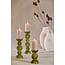 Light en Living Light & Living Kaarsenhouder ITINGA - Glas met Bubbelstructuur - Olijfgroen - Ø10x26,5 cm