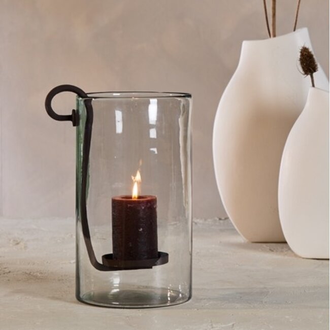 Light en Living Windlicht 23X18X33 cm DOLEGA glas helder+donkerbruin