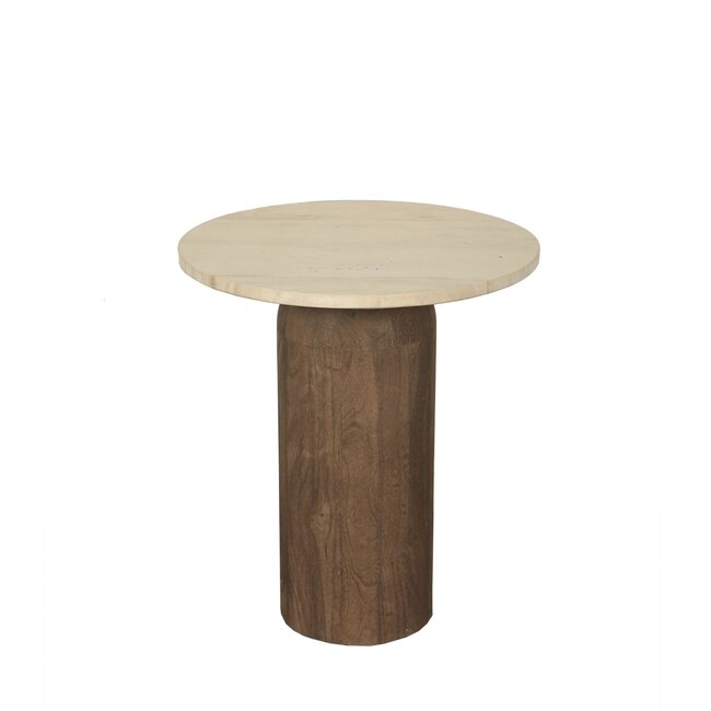 PTMD Bijzettafel Liora Bruin met mangohouten blad