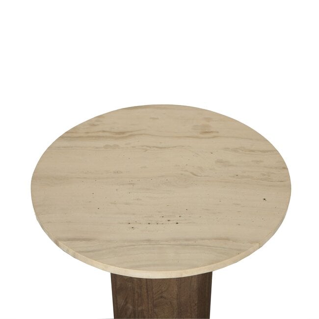 PTMD Bijzettafel Liora Bruin met mangohouten blad