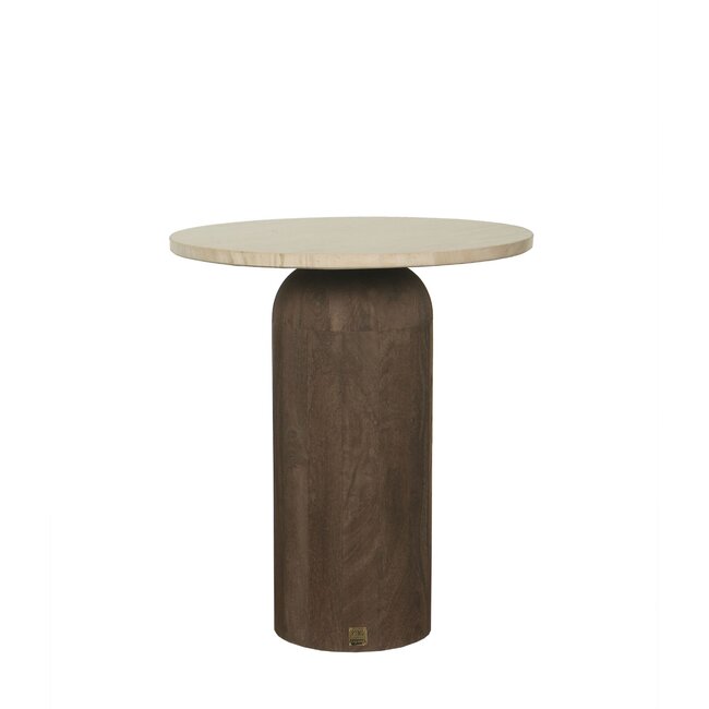 PTMD Bijzettafel Liora Bruin met mangohouten blad