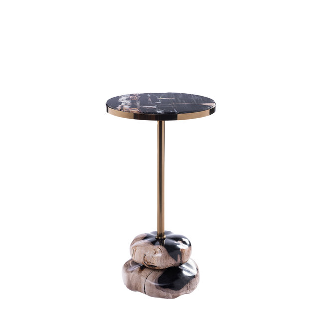 PTMD Bijzettafel Wane Naturel met voet van versteend hout
