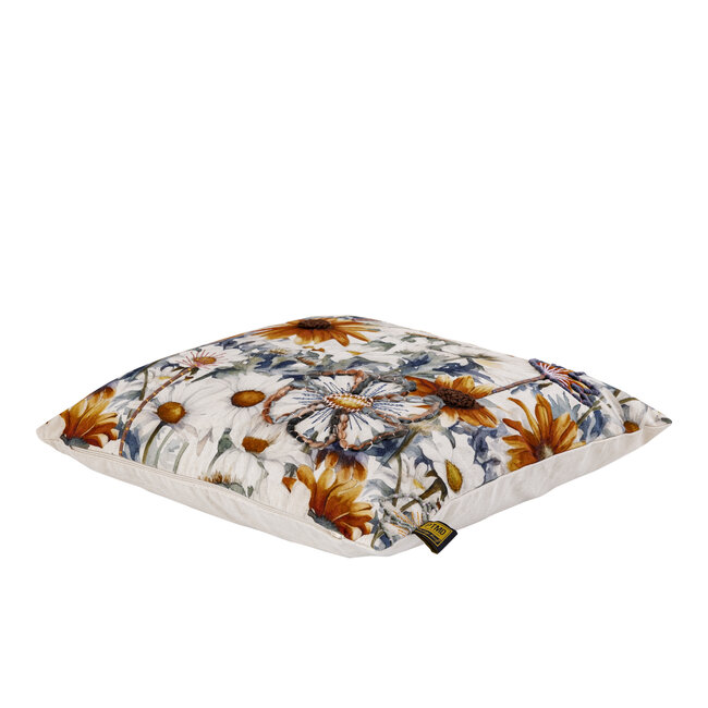 PTMD Kussen Helenor Naturel vierkant met bloemen