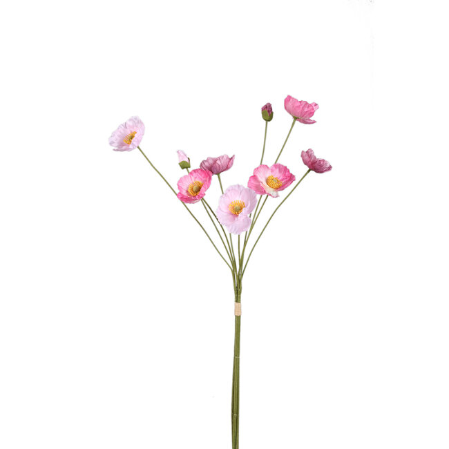 PTMD Kunsttak bosje Roze klaproosbundel met knoppen