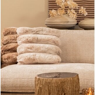 PTMD Kussen Divvo Beige brede rib vierkant