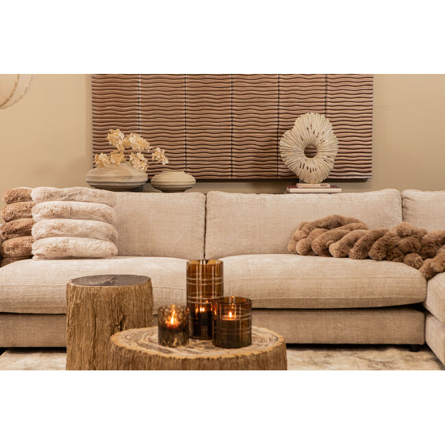 PTMD Kussen Divvo Beige brede rib vierkant